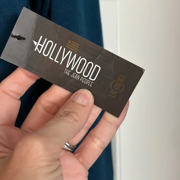 Hollywood the Jean People Donatello Tech fleece pullover hoodie large blue - Picture 3 of 8